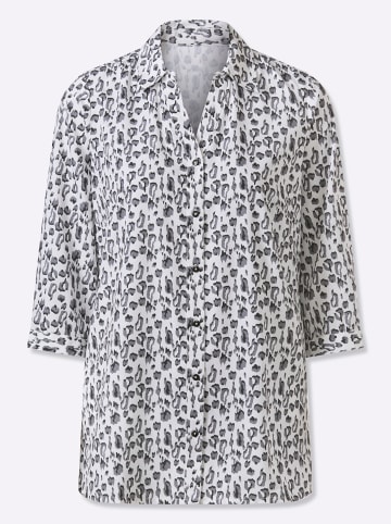 Sieh an! Longbluse in ecru-graphit-bedruckt