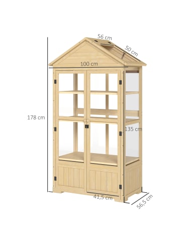 Outsunny Frühbeet 100L x 56,5B x 178H cm Naturholz