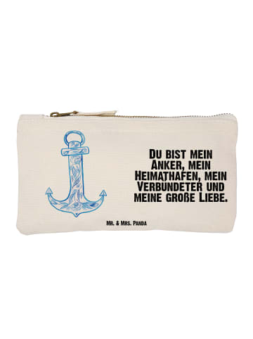 Mr. & Mrs. Panda Schminktasche Anker Blau mit Spruch in Weiß