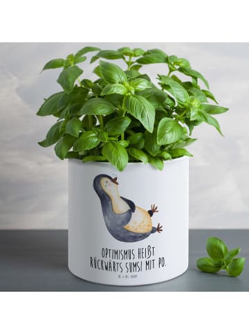 Mr. & Mrs. Panda Pflanzkübel Groß Pinguin Lachen mit Spruch in Weiß