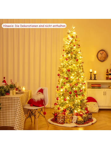 COSTWAY 225 cm Künstlicher Weihnachtsbaum mit Beleuchtung in Grün