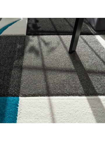 KADIMA DESIGN Teppich Kurzflor Karo Wohnzimmer in Türkis
