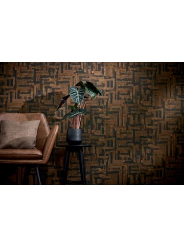 A.S. Création Tapete Modern Canvas in Kupfer-Schwarz