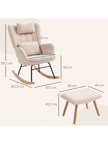 HOMCOM Schaukelstuhl in Beige 101,5L x 70,5B x 99,5H cm