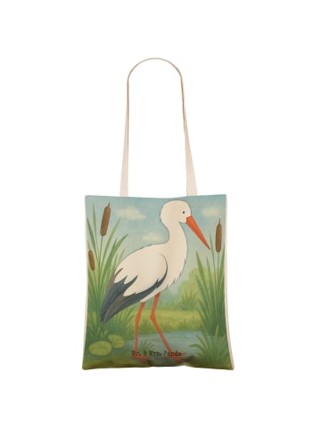 Mr. & Mrs. Panda Strandtasche Storch Design ohne Spruch in Weiß