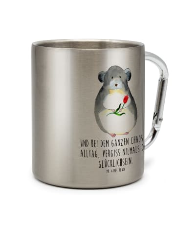 Mr. & Mrs. Panda Edelstahlbecher Chinchilla Blume mit Spruch in Silber