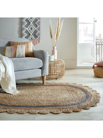 KADIMA DESIGN Jute-Teppich Naturfaser PLYM Geometrisch Boho Wohnzimmer in Braun-Grau