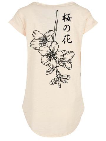 F4NT4STIC Long Cut T-Shirt Japan Flower in Whitesand