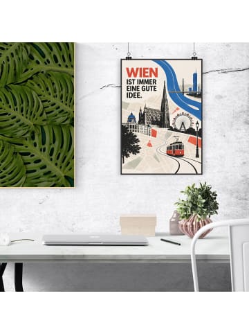 Poster Stadt modern Design mit Spruch in Weiß
