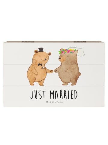 Mr. & Mrs. Panda Holzkiste Bären Heirat mit Spruch in Weiß