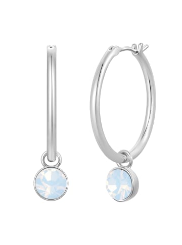 Lulu & Jane Creolen aus Messing mit Glaskristall in silber