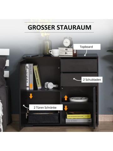 HOMCOM Sideboard in Schwarz 79L x 36B x 74H cm