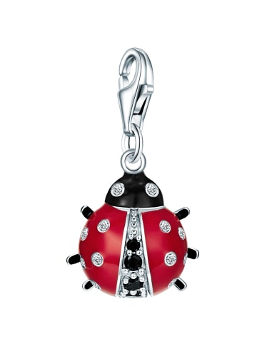 Rafaela Donata Charm Sterling Silber Zirkonia weiß Emaille schwarz rot in silber