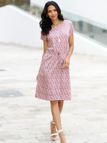 Sieh an! Jersey-Kleid in mauve-ecru-bedruckt