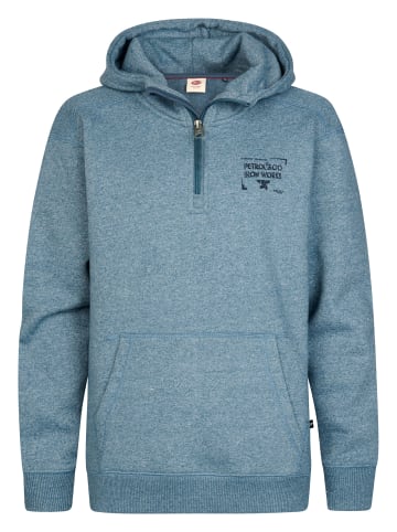 Petrol Industries Melierter Hoodie mit kurzem Reißverschluss Ironpark in Blau