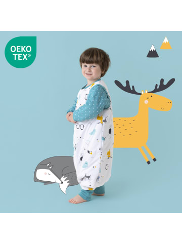 Schlummersack Bio Schlafsack mit Füßen und umklappbaren Bündchen 3.5 TOG in Türkis