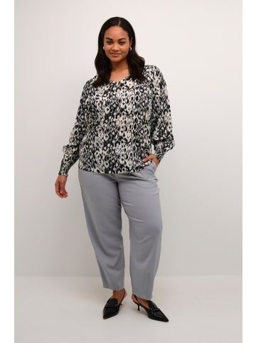 KAFFE curve Langarm-Bluse KCdana in Turtledove / Black graphic