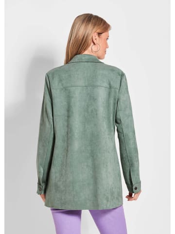 GOLDNER Kurzgröße:  Outdoorjacke aus Veloursimitat in Grün in graugrün