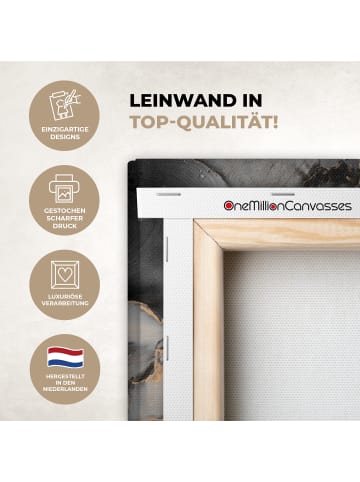 OnlyWow Leinwand Bilder Abstrakte Kunst gold grau