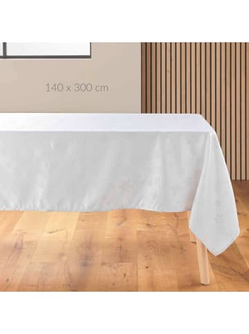Douceur d’Intérieur Tischdecke Jacquard, FLOCONS in Weiß, (B) 300 x (L) 140 cm