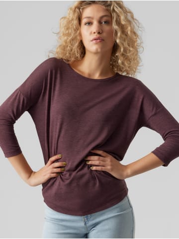 Vero Moda Einfarbiges 3/4 Arm Shirt Rundhals Langarm Top Oberteil VMCARLA in Braun-2