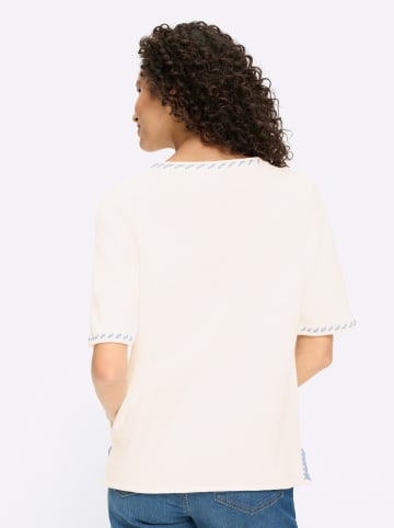 Heine Halbarm-Pullover in weiß-hellblau