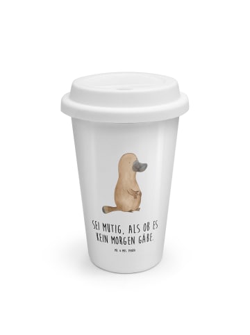 Mr. & Mrs. Panda To Go Becher Schnabeltier Mut mit Spruch in Weiß