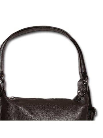 Toscanto Leder Schultertasche, Cityrucksack Toscanto Tasche dunkelbraun ca. 38cm