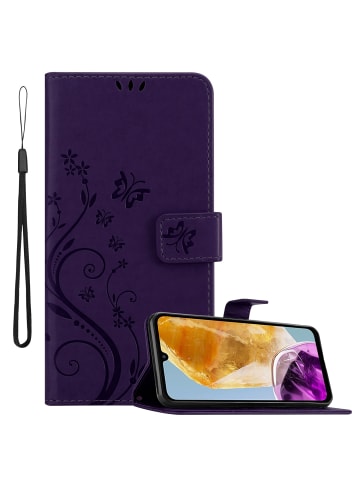 cadorabo Hülle für Samsung Galaxy M15 Blumen Design in Floral Dunkel Lila