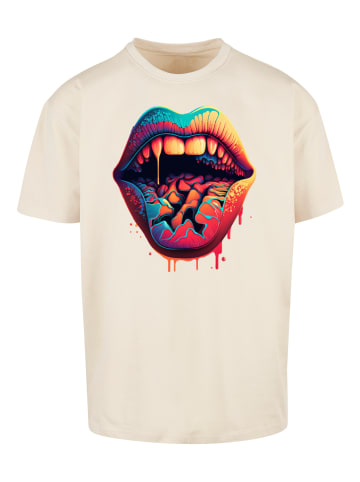 F4NT4STIC Heavy Oversize T-Shirt Drooling Lips OVERSIZE TEE in sand