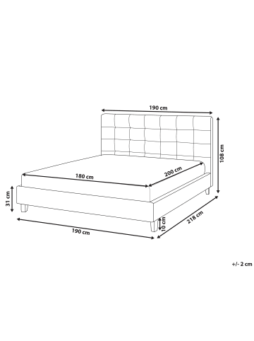 Beliani Wasserbett LA ROCHELLE in Grau - (W) 190 x (H) 108 x (L) 218 cm