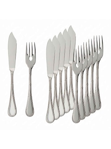 Villeroy & Boch 6er Set Fischbesteck Kreuzband Septfontaines in silber