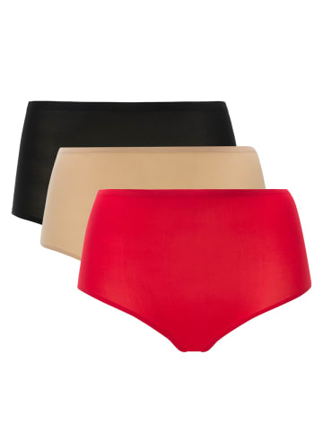 Chantelle Panty 3er Pack in Schwarz/Nude/Rot