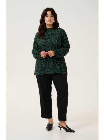 KAFFE curve Langarm-Bluse KClune in Green/Black Graphic Print