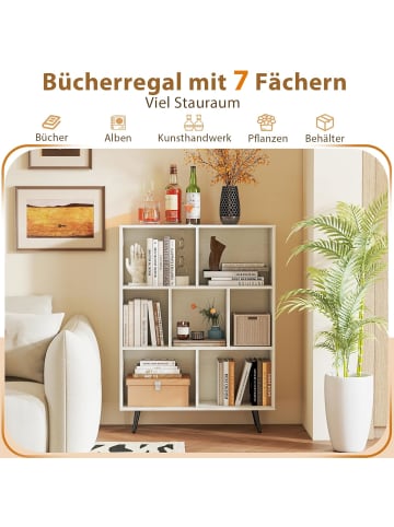 COSTWAY Bücherregal mit Fächern in Weiß