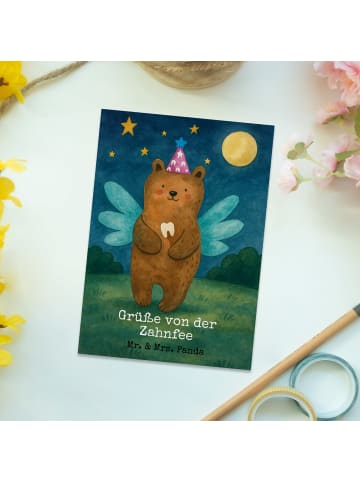 Mr. & Mrs. Panda Postkarte Bär Zahnfee Design mit Spruch in Weiß