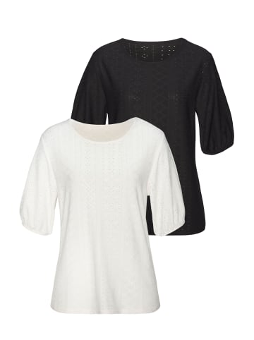 Vivance Kurzarmshirt in creme, schwarz
