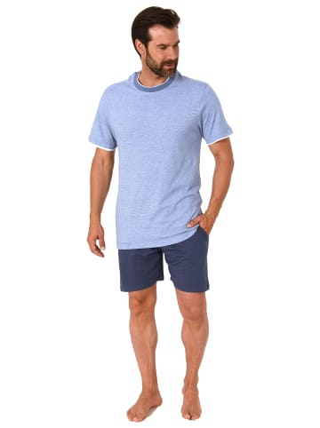 NORMANN kurzarm Schlafanzug Shorty Pyjama in marine