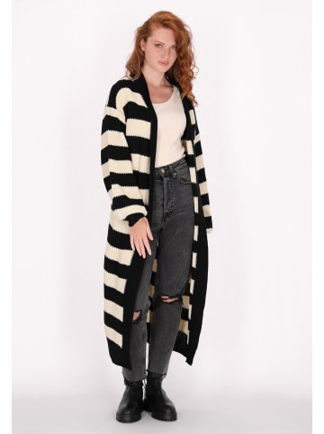 DreiMaster Damen Cardigan in Schwarz Creme Streifen