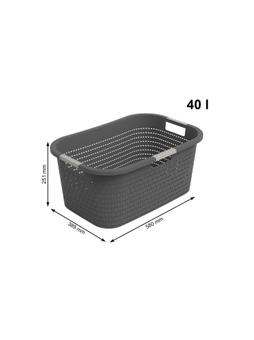 Rotho Wäschebox 40L COUNTRY, ergonomische Wäschebehälter mit Griffe in Anthrazit