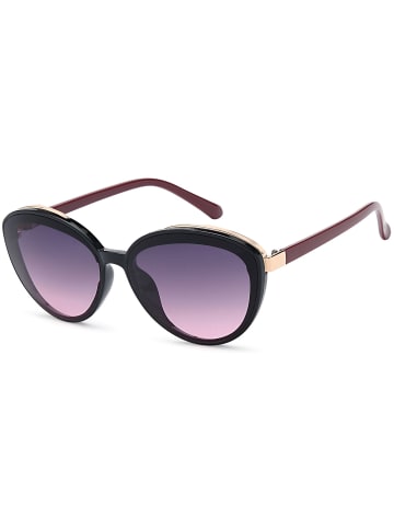 styleBREAKER Ovale Sonnenbrille in Schwarz-Bordeaux / Grau-Violett Verlauf