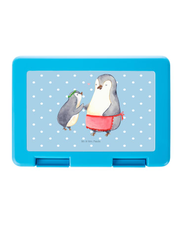 Mr. & Mrs. Panda Brotdose Pinguin mit Kind ohne Spruch in Blau Pastell