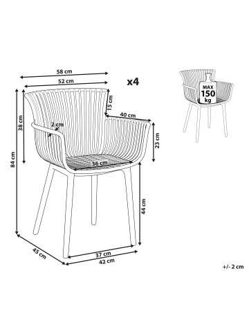 Beliani 4er-Set Esszimmerstuhl PESARO in Rosa