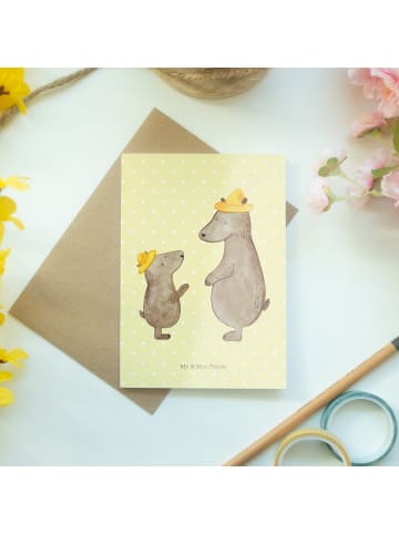 Mr. & Mrs. Panda Grußkarte Bären mit Hut ohne Spruch in Gelb Pastell