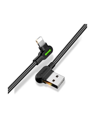 Wisam USB-auf-Lightning Schnell-Ladekabel gewinkelt, 1,8m (schwarz)