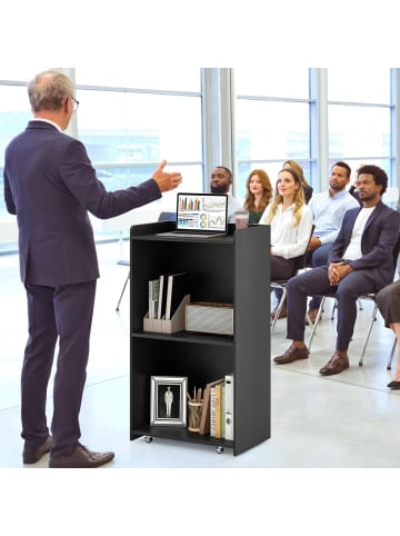 COSTWAY Stehpult mit Rollen 57,5 x 37 x 105 cm in Schwarz