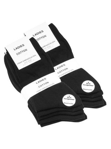 Cotton Prime® 10 Paar Damen Baumwollsocken in Schwarz