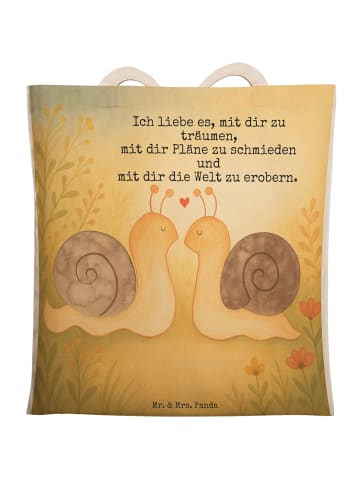 Mr. & Mrs. Panda Einkaufstasche Schnecken Liebe Design mit Spruch in Weiß