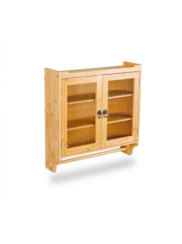 relaxdays Bambus Hängeschrank in Natur - (B)60 x (H)63 x 18 cm