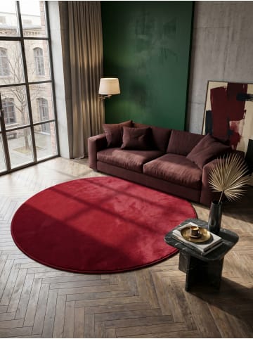 KADIMA DESIGN Teppich Kurzflor Waschbar Einfarbig NECKAR Strapazierfähig OEKO-TEX in Rot